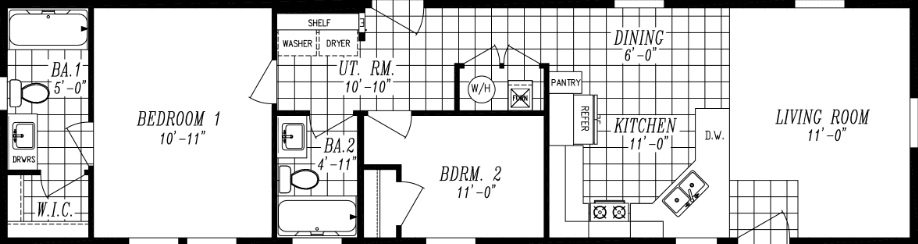 Columbia river single section 1007 floor plan home features