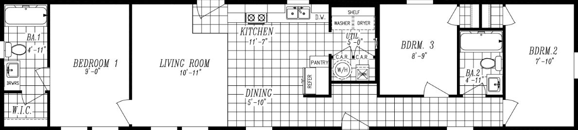 Columbia river single section 1009 floor plan home features